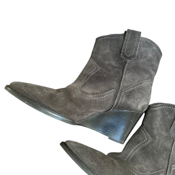 Aquatalia Suede‎ Wedge Cowboy Ankle Boots Booties Gray Made In Italy Size 7.5 - Picture 7 of 11
